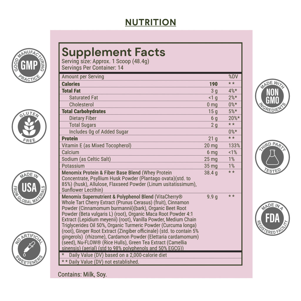 Menomix Whey Protein, Fiber & Super Nutrients / Foundation Smoothie Mix