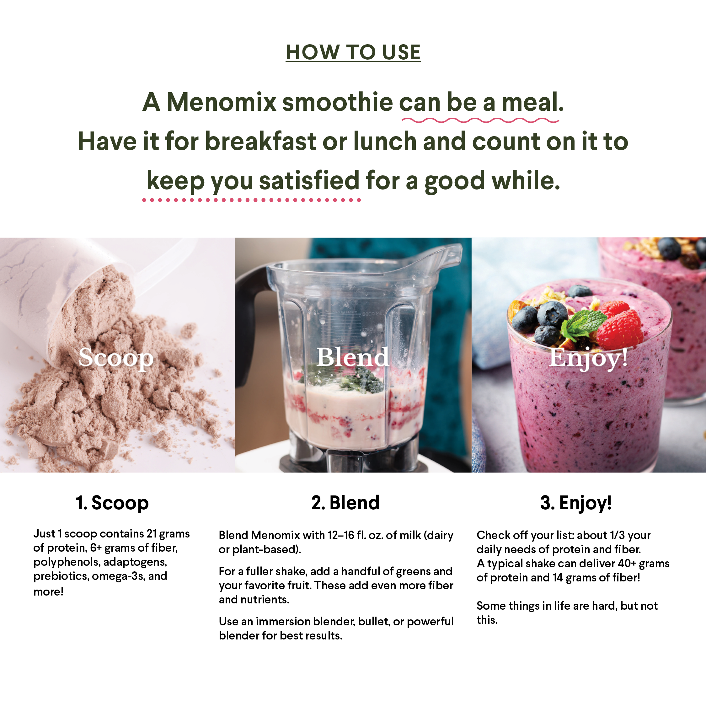 Menomix Plant Protein, Fiber & Super Nutrients / Foundation Smoothie Mix