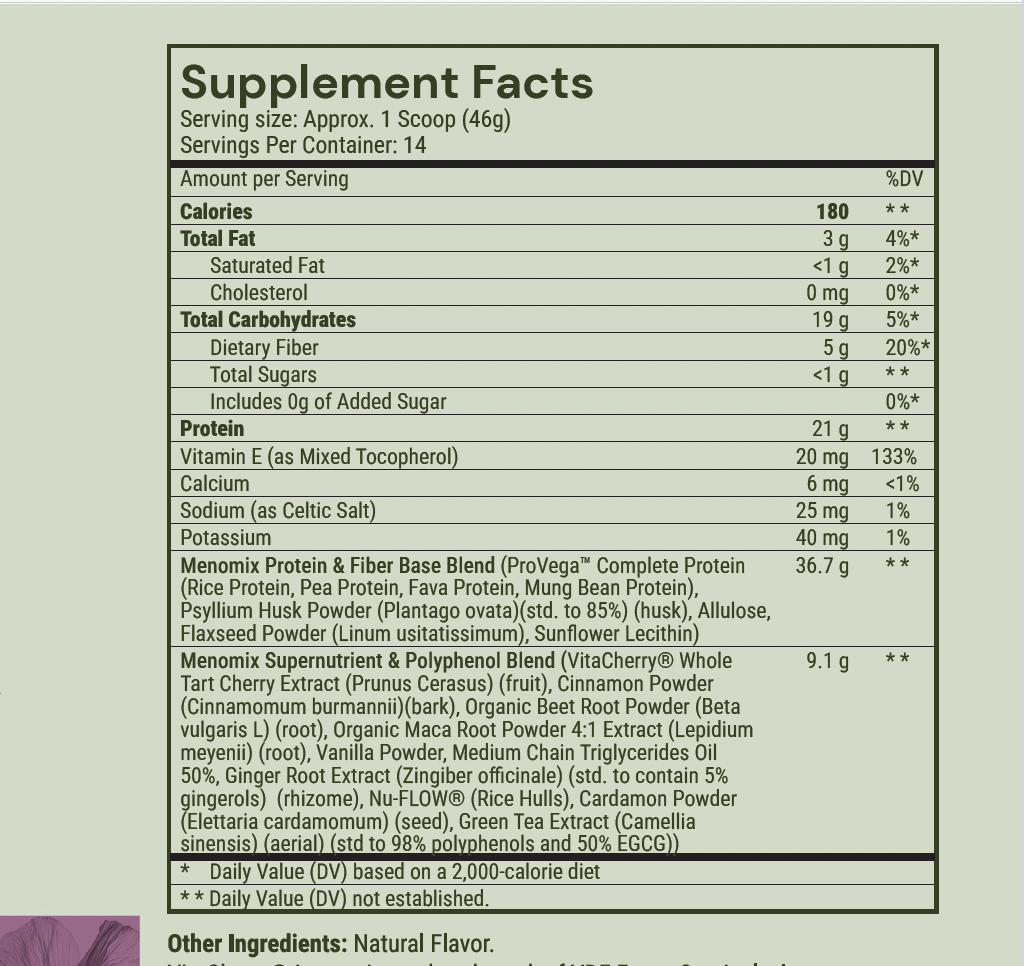 Menomix Plant Protein, Fiber & Super Nutrients / Foundation Smoothie Mix